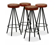 Bar Stools 4 pcs Real Leather