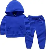 [Generic] Solid Colors Stuff Cotton Hooded Sweater Two PC Sports Suit Stretch Receiving Blanket for Child Dailywear