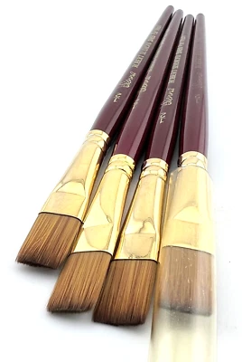 Robert Simmons : Sienna SN55 Flat Wash Paint Brush Lot - 4 Brushes, Size 1/2