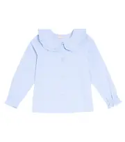 [La Coqueta] La Coqueta Miriam frill-trimmed cotton shirt Y 8 blue