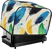 Balck Feather Print 2 Slice Toaster Cover Fingerprint Bread Maker Protectors,Kitchen Small Appliance Dust Cover