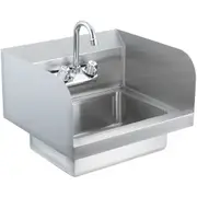 Commercial Hand Sink with Faucet and Side Splash, NSF Stainless Steel Sink for Washing, Small Hand Washing Sink, Wall Mount Hand Basin for Restaurant, Kitchen, Bar, Garage and Home, 43x33