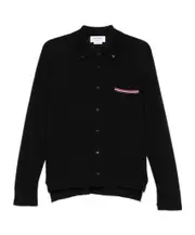 RWB-stripe virgin wool cardigan 1,2,3,4,5 black