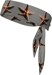 Cute Starfish Sports Strap Double-Sided Headscarf Men's Bow Tie Sports Headscarf Running Yoga Exercise Headband