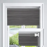 [LazBlinds] Cordless Cellular Shades, No Tools No Drill Blackout Honeycomb Shades Pleated Blinds for Windows, 28" W x 64" H, Midnight Black