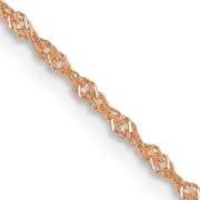 16 Inch 14K Rose Gold 1mm Singapore With Lobster Clasp Chain