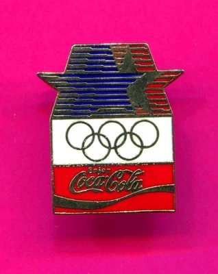1984 LA OLYMPIC PIN COCA COLA PIN FINE ENAMEL PIN PROTOTYPE WHITE BACKGROUND PIN