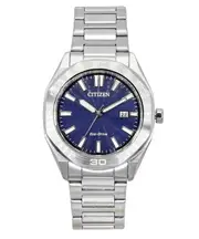 Citizen Eco-Drive Stainless Steel Blue Dial BM7630-80L 100M Analog Mens Watch