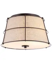 JONATHAN Y Silas 14in 2-Light Rustic Farmhouse Iron LED Flush Mount