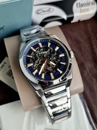 在飛比找Yahoo!奇摩拍賣優惠-FOSSIL Everett 藍色鏤空錶盤 銀色不鏽鋼錶帶 