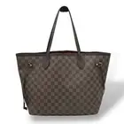 LOUIS VUITTON Tote Bag Neverfull MM Leather PVC Damier Ebene Dark Brown