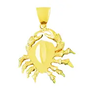 14K Gold 36MM Crab Pendant