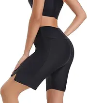 [PLOGMILL] Women's 7'' Long Swim High Waisted UPF50+ Quick Dry Swimming Bottoms with Liner Pockets Sand Beach Water Surf