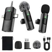 4 in 1 Mini Microphones Wireless Lavalier Microphone for iPhone Android Compu...