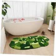 Green Moss Rug Bathroom Decor, Cute Fun Long Runner Bath Mat Microfiber Non