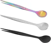 Abaodam 3pc Stainless Steel Chef Tasting Spoons Tweezers Versatile Stirring Serving Spoons for Tea Soup Cocktail
