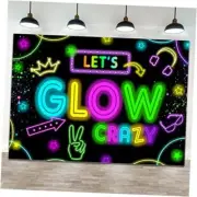 Neon Glow Party Decorations Supplies Backdrop Glow in The Dark Let’s Glow 7x5ft