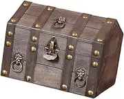 WeiLaiKeQi Handcrafted Wooden Treasure Box - Vintage Locking Chest, Gray, as described