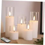 5 Pack Clear Glass Flameless Candles with Remote, Flickering Slim Tall LED