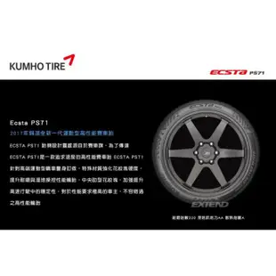 【惡駒輪業】全新輪胎 KUMHO 錦湖 PS71 205/40-17 84Y 韓國製 (含安裝)