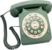 Vintage Style Landline Telephone Push Button Landline Phone Redial Function Corded Landline Phone for Decorating Indoor, green
