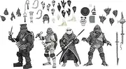 NECA - Universal Monsters/Teenage Mutant Ninja Turtles - 7” Scale Action Figure - 4 Pack Turtles Black & White