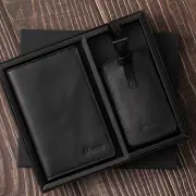Men's Black Personalised Passport & Luggage Travel Set