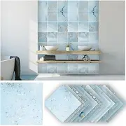 Wallpaper Paste The Paper Blue, 12Pcs Tile Stickers, 20 X 20 Cm, Marble Texture Self Adhesive Tiles, Bathroom Tile Stickers, Furniture Decoration, Kitchen