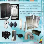 Hydroponic 1x1M Mylar Grow Room 600W HPS/MH Large Cool Tube Hood Quiet 6" Fan