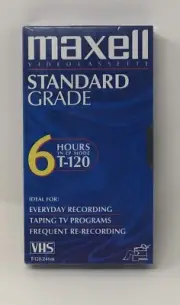Single Maxell VHS T-120 6 Hour Standard Grade VCR Blank Video Tape New SEALED