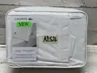 Lacoste Percale Solid King Bed Sheet Set 100% Cotton White New