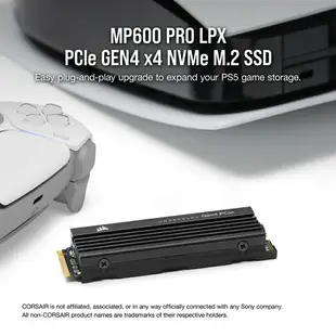 PS5 海盜船《CORSAIR MP600 PRO 2TB PCIe Gen4 M.2 固態硬碟》PS5適用 另有1TB