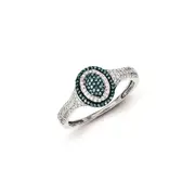 Sterling Silver Blue and White Diamond Oval Ring
