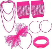 [LIFKOME] 80s 90s Retro Headband Earring Set Lace Headband Circle Earrings Necklace Bracelet Stylish Party Favors for Cosplay and Photo Shooting