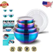 Vibrant 4-Piece Nesting Mixing Bowls Set with Lids for Efficient Kitchen Storage