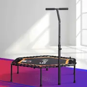 Everfit 51inch Hexagon Fitness Trampoline Rebounder Adjustable Handrail Orange