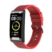 Smart Watch With Heart / Bp Oxygen Sugar Monitoring Silicone Strap Colour Screen Red Smart Watches