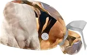 [WOSHJIUK] Working Hat 2 Pack Scrub Caps for Women,Prairie Running Horse,Tie Back Cap Adjustable Scrub Hat