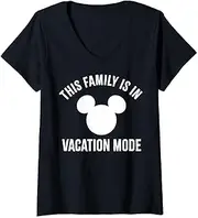 Womens Disney Mickey And Friends This Family Is In Vacation Mode V-Neck T-Shirt