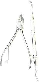FRCOLOR Professional Nail Care Tools 2 Pack Nails Plier Scissors Clipper Remover Rasp Silver