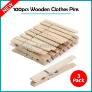 300 Pack Clothes Pins Laundry Natural Wooden-Spring Loaded Strong 7-Coil