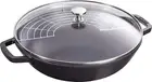 Staub Cast Iron Specialty Wok Non-Stick, Glass Lid 4.4L 30cm 12" Black