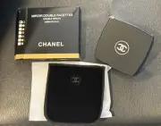 NWT Chanel Black Double Compact Mirror Plastic Still On Mirrors