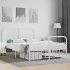 Metal Bed Frame with Headboard and Footboard White 137x187 cm Double Size vidaXL