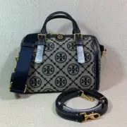 Tory Burch Tory Navy T Monogram Jacquard Barrel Bag - $498