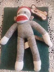 Sock Monkey Pal Dog Toy Plush Squeaker Classic Traditional Puppy Play 10" Large