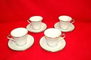 Lenox Snow Lily Footed Cups & Saucers 4 Sets C1045