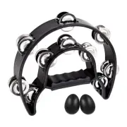 Double Row Tambourine,Metal Jingles Hand Held Percussion-Half Moon Tambourine...