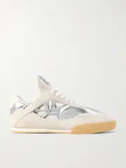 [Chloé] Chloé - Kick Suede And Metallic Leather Sneakers - Silver - IT38 IT 38 Silver