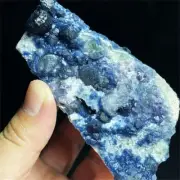 205g Natural Blue Fluorite With Quartz Crystal Cluster Point Miner